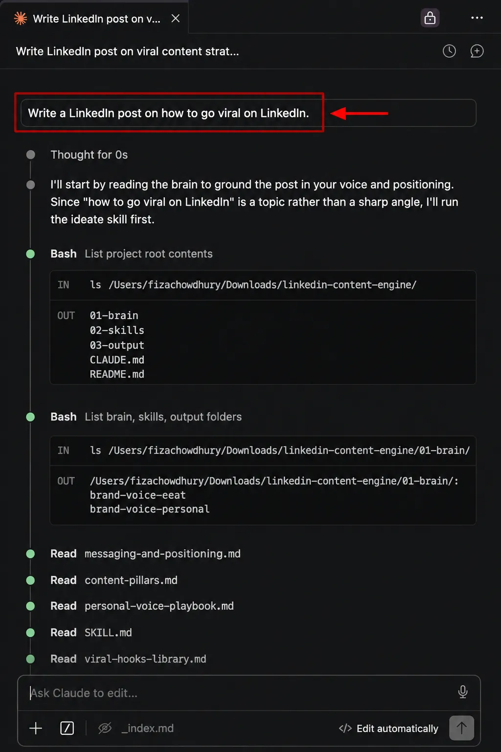 Prompting inside Claude code