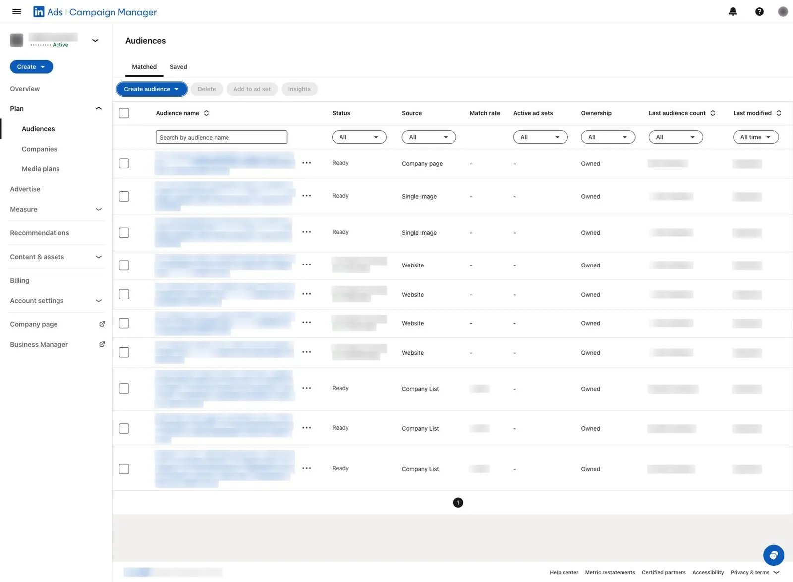 LinkedIn Campaign Manager matched audiences for an ABM programme