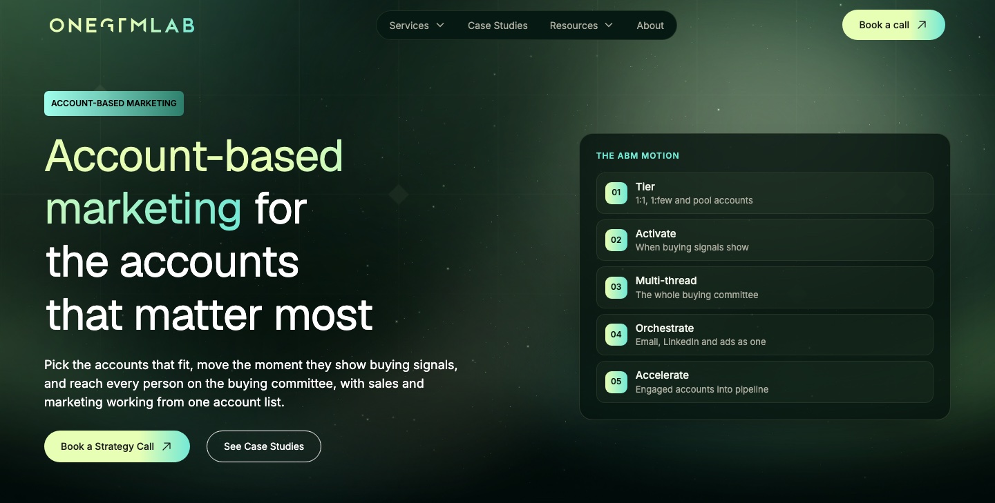 OneGTMLab account-based marketing service page